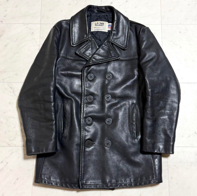 U.S. 740N PEACOAT サイズ40 黒 Schott ショット Schott NYC U.S. 740N Pea Jacket Coat Mens Size 40 Black Wool
