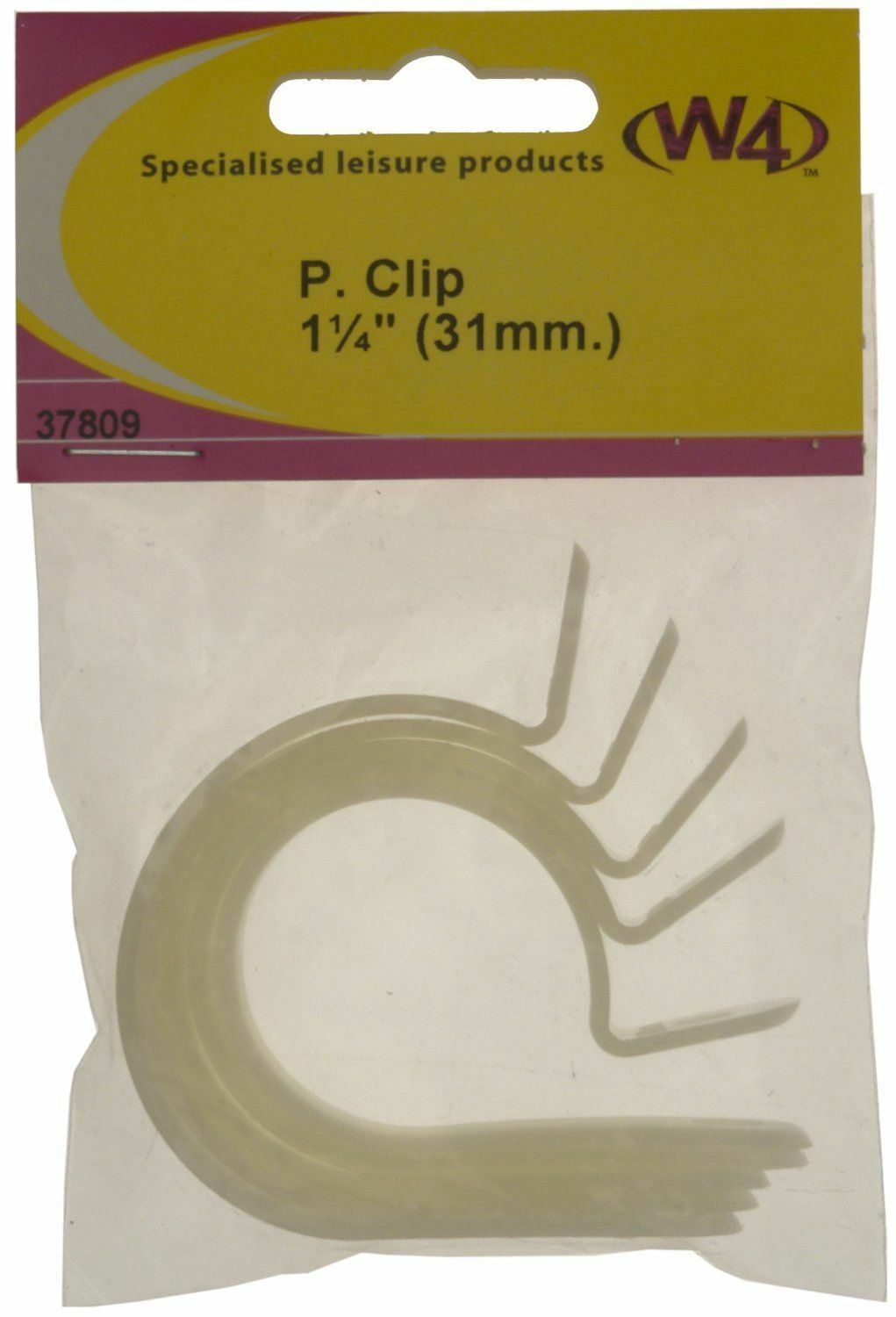 W4 Pipe P-Clip 1 1/4inch 31mm - White, 5 Pack