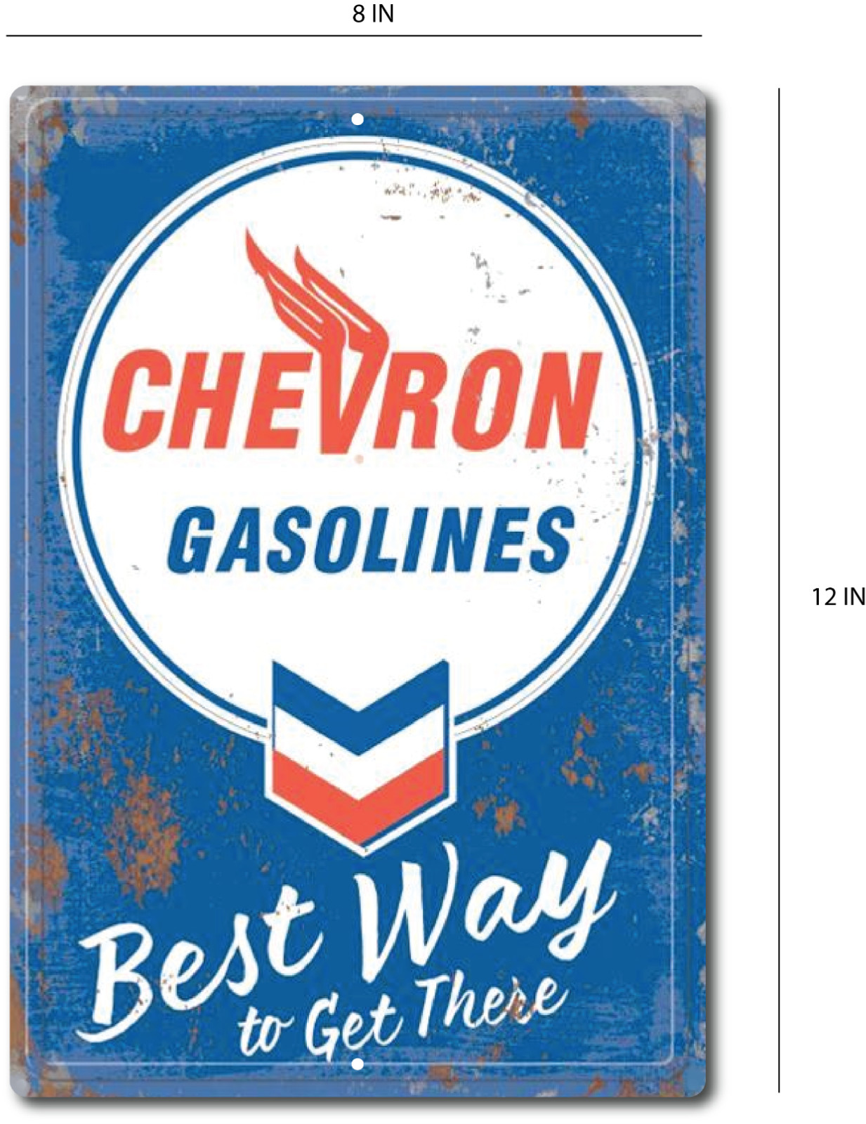 Chevron Gasolines  Plymouth Belvedere Rustic Metal Tin Sign Vintage Retro