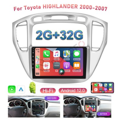 32GB For Toyota Highlander 2000-07 Android 13 Car Carplay Radio GPS WiFi Player