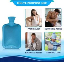 Hot Water Bottle Natural Rubber Warmer 2L Litre RED BLUE GREEN pain relief heat