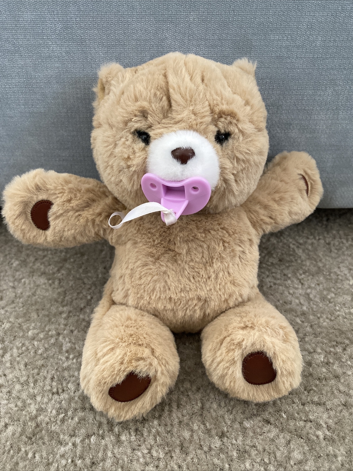 stuffed bear with pacifier