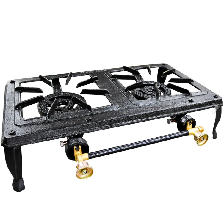 Portable Cooking Double Burner Cast Iron Stove Gas Ring Outdoor Camping  Cooker | eBay