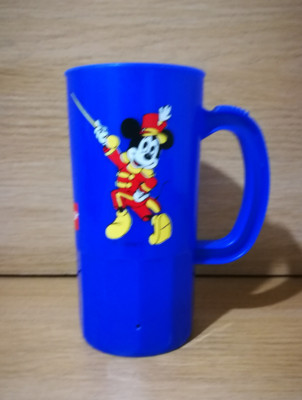 Disney Vintage 80er Mickey Mouse Tasse super blau Plastikbecher Coca Cola selten