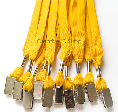 WHOLESALE 100 pcs ID NAME BADGE STRAP HOLDER NECK LANYARDS BULLDOG CLIP GOLD
