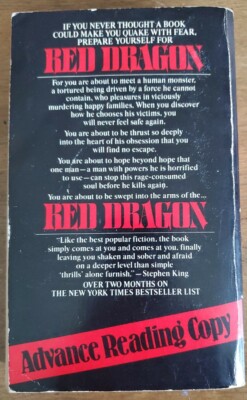 VINTAGE 1981 RED DRAGON BY THOMAS HARRIS - ADVANCE READING COPY, HANNIBAL LECTER