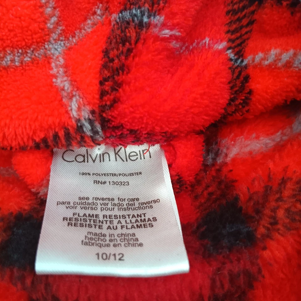 Bata de niño Calvin Klein talla 10/12 rojo búfalo a cuadros a cuadros polar navideño Foto 2 de 4