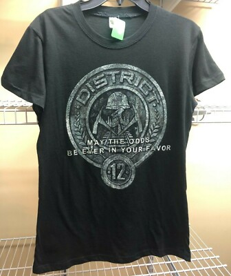 The Hunger Games Stone Circle District 12 Seal Womens Juniors Black T-Shirt Sz S