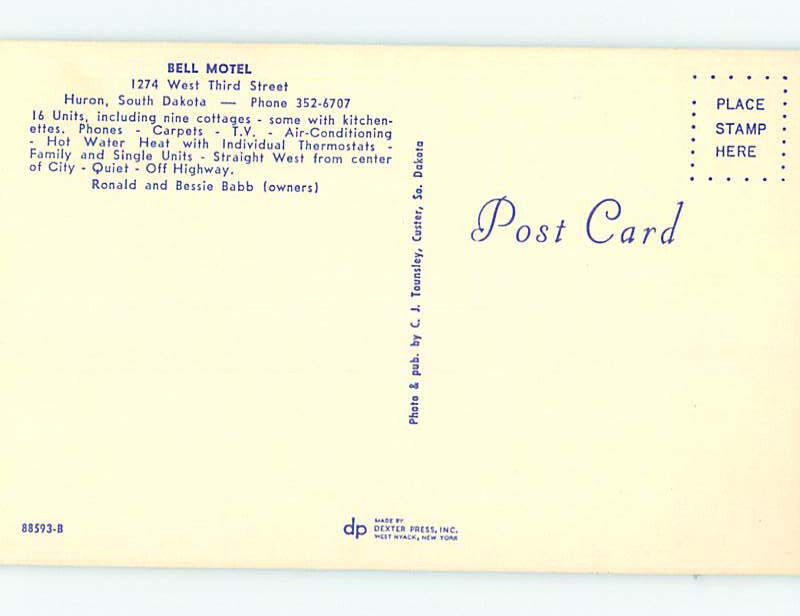 Pre1980 MOTEL SCENE Huron South Dakota SD 10/19 AD9020 eBay
