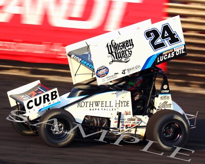 RICO ABREU #24 WHISKEY MYERS SPRINT CAR RACING ON TRACK 8X10 GLOSSY PHOTO #C5