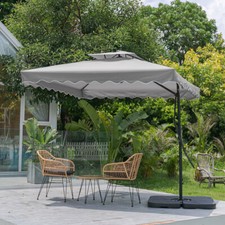 Cantilever Parasol 2.5M Patio Banana Umbrella Garden Cafe Pool Umbrella Base Set