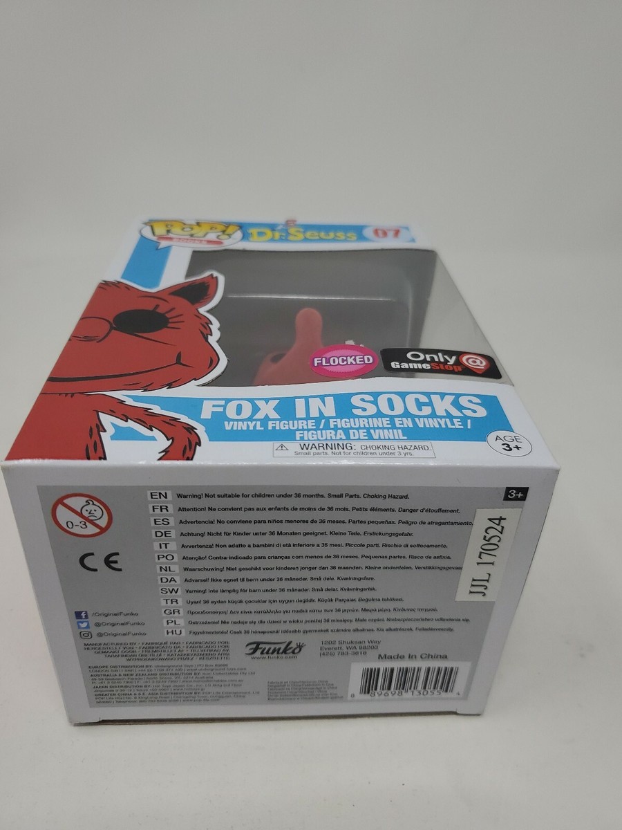 FOX IN SOCKS Dr. Seuss Pop funko n° 07 FLOCKED exclusivité GAMESTOP BOITE NRFB