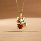 Beautiful Fox With Red Crystal Heart Pendant Necklace for Women Jewelry Gift