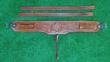 Z.A Enterprises Western Tooled Leather Rear Flank back saddle cinch Size 38"x5"