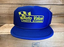 Vintage AUTO VALUE PARTS STORES Trucker Hat, Baseball Snapback Cap Rope Foam New