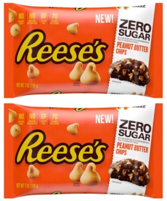 Reese's Zero Sugar Peanut Butter Baking Chips 7 oz (2 Bags)