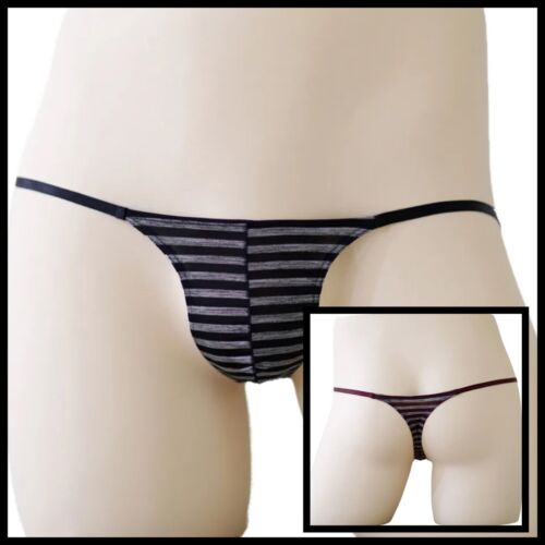 NEW Mi Too Micro Thong T-Back Bikini Underwear GRAY BLACK SMALL UP T0 30” - Afbeelding 1 van 8