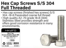35 Pack 1/2-13 x 1-1/4 Stainless Steel Hex Cap Screw 18-8/304 NIKATTO USA STOCK