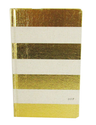 KATE SPADE NEW YORK Vanilla/Gold  Stripe Linen 12 Month Agenda 2017 Book $40.00
