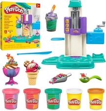 Play-Doh Rainbow Swirl Ice Cream Playset with 7 Pretend Play Kitchen Accessories
