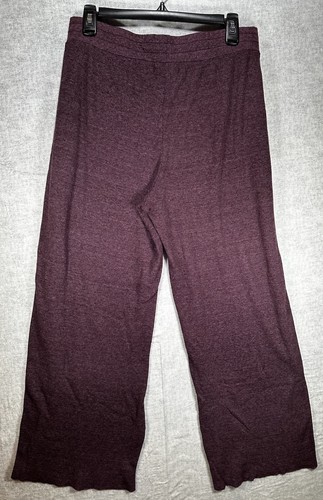 NWOT Michael Stars Raw Hem Wide Leg Casual pants Size Large Purple Ribbed Flaw - Picture 9 of 10