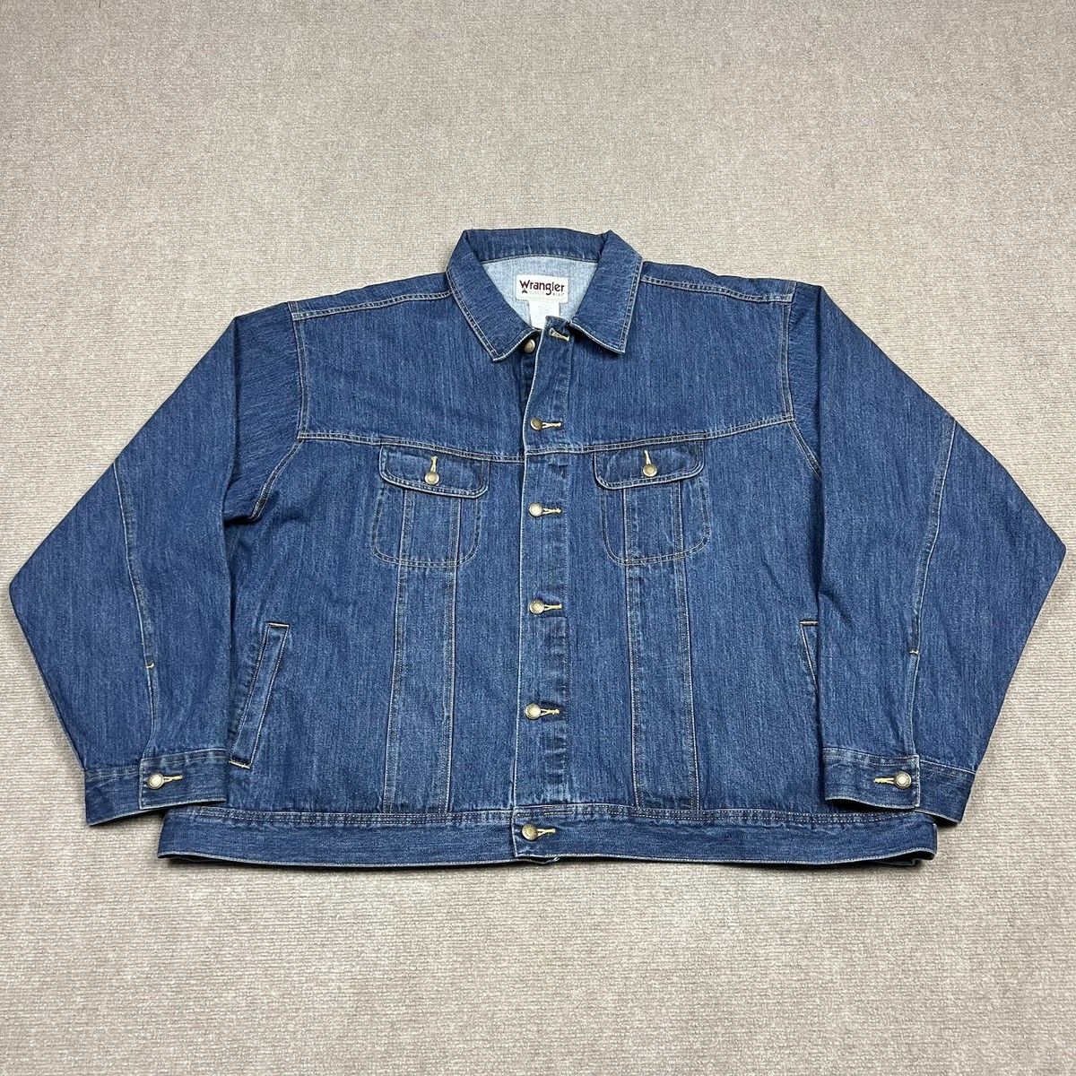 Wrangler Rugged Wear Denim Jean Trucker Jacket Mens 4XL Workwear Coat Dark  Wash