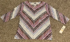 Alfred Dunner Women's Classics Top Blouse Small NWT Embellished Multicolored