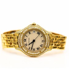 Cartier Panthere Cougar 750/18K GG Diamanten Ref.887907 28mm Quarz