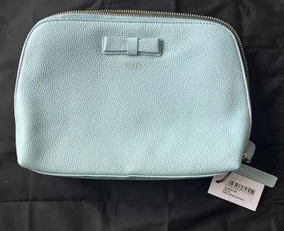 Osprey London hellblau genarbtes Leder Bella große Kosmetiktasche. Neu Mit Etikett