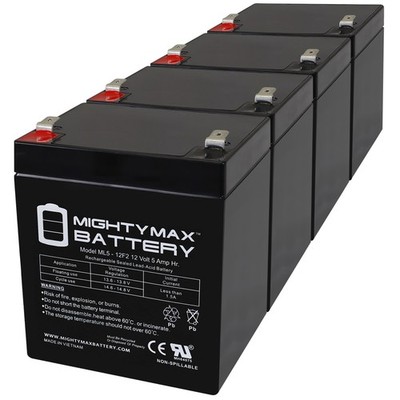 Mighty Max 12V 5Ah F2 SLA Replacement Battery for BB SHR7-12 - 4 Pack
