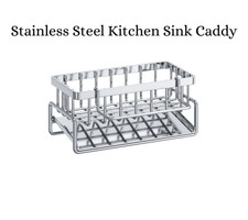 Image of Stainless Steel Sink Caddy Rust Proof Sponge Holder Washing Up Organiser Rack