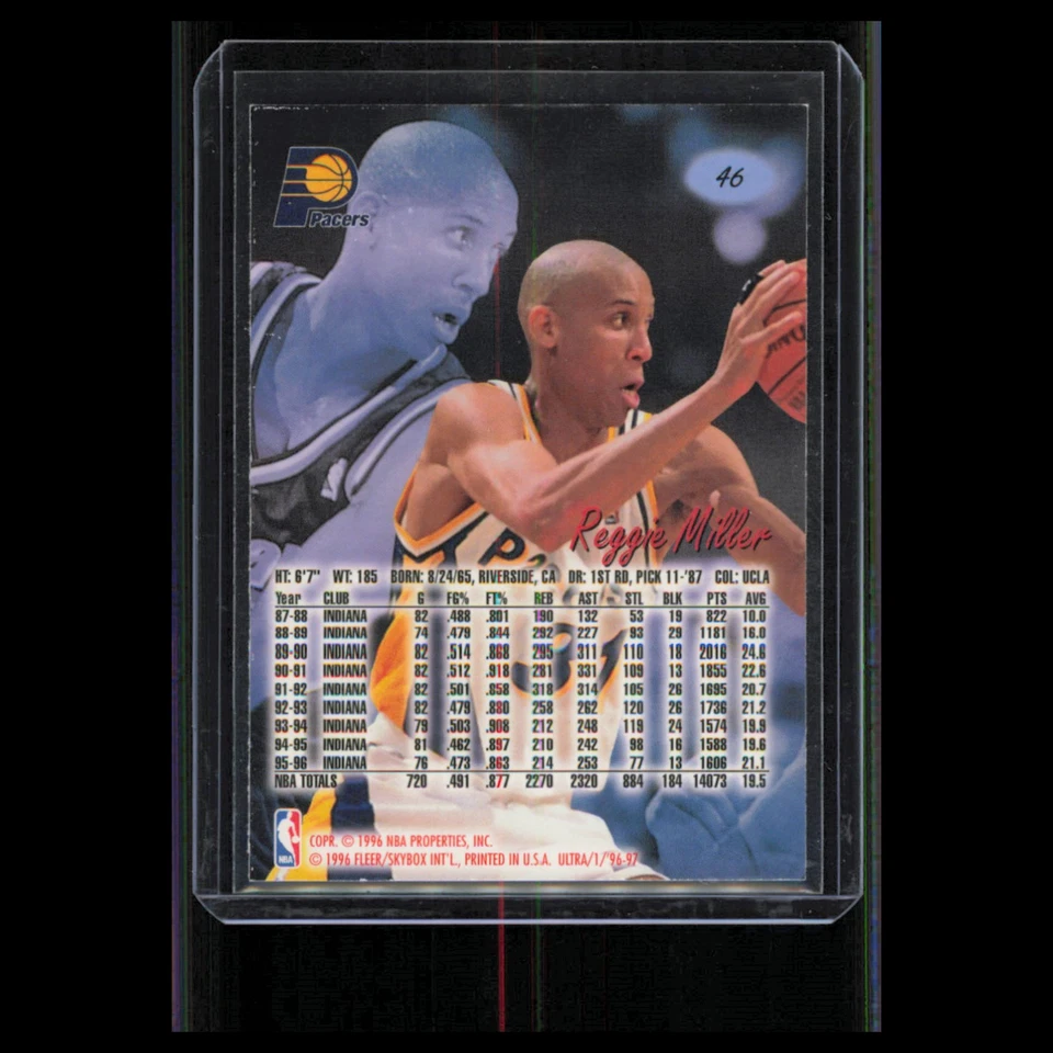 Reggie Miller #46 1996 Ultra Indiana Pacers Basketball Card NBA NM - Image 2 of 3