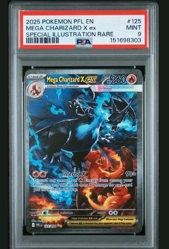 2025 POKEMON PFL SPECIAL ILLUSTRATION RARE #125 MEGA CHARIZARD X EX PSA 9