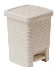 Addis 518144 Rattan Effect Square Bathroom Pedal Waste Trash Bin, 6 Litre, Char