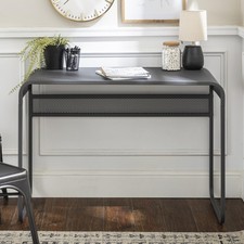 Office Computer Desk Metal Curved Top Gunmetal Grey Home Workstation Seconds
