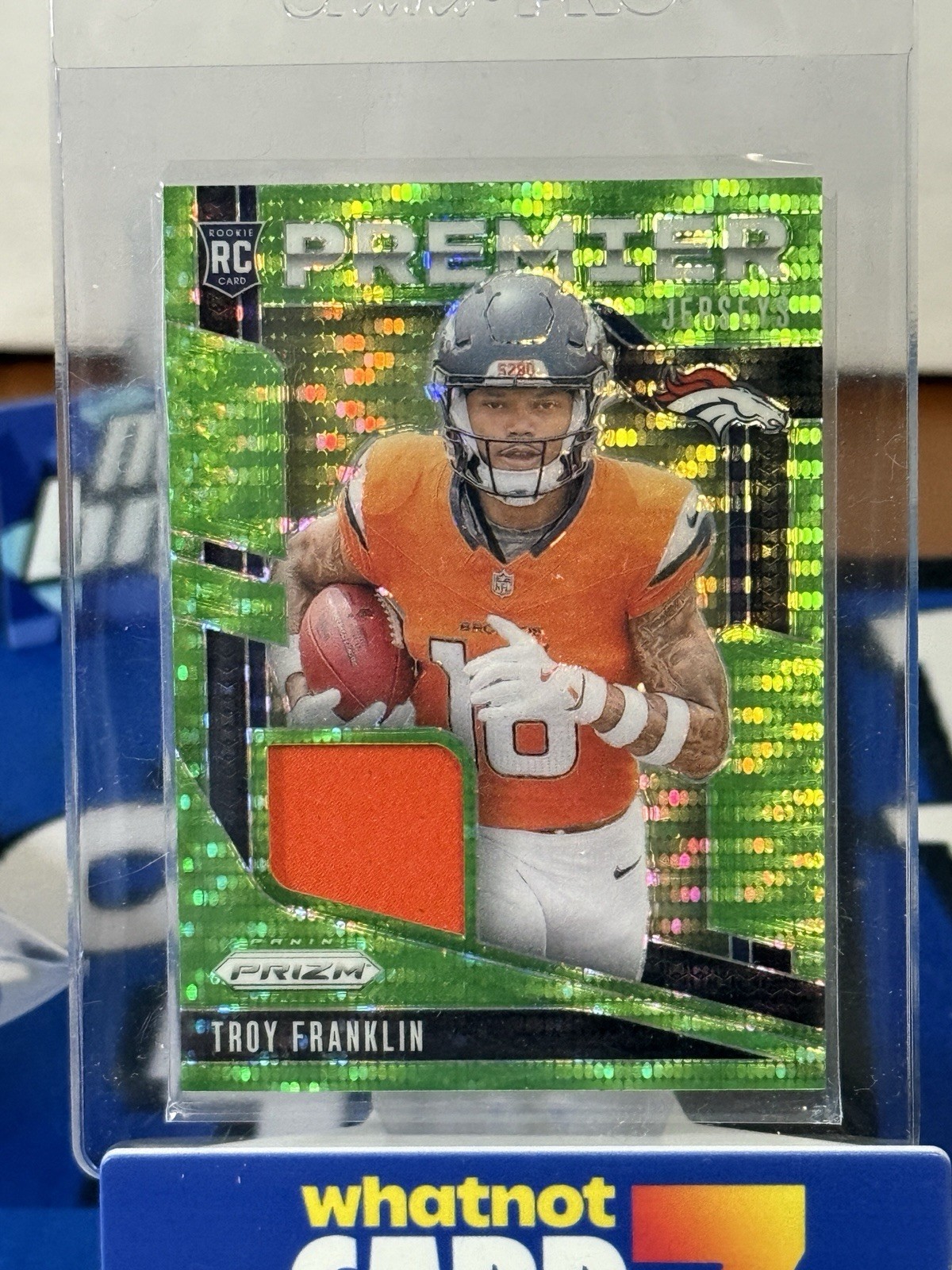 2024 Panini Prizm #PJ-TFN Troy Franklin Premier Jerseys Neon Green Pulsar