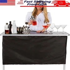 Portable Bar Table Collapsible 40" Tall Carrying Case Black Skirt 65lbs Support