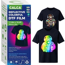 CALCA 11.8in x 16.4ft Reflective Colorful DTF Film Roll Cold Peel - US Stock