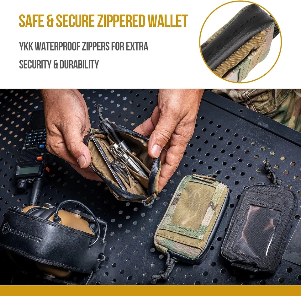 Cartera de Bolsillo Frontal con Cremalleras - OneTigris Pequeña Monedero Táctico Camuflaje  Foto 4 de 4