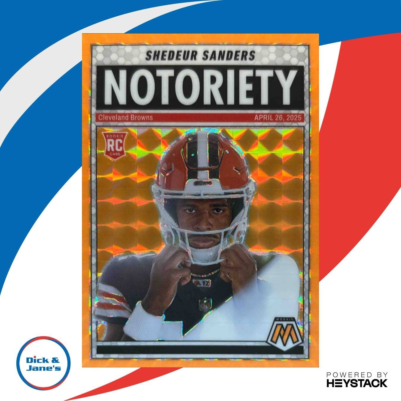 2025 Panini Mosaic Shedeur Sanders Notoriety Orange Fluorescent #13 RC Browns