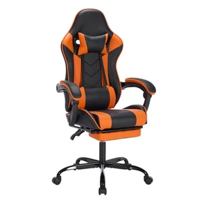 Gaming Chair w/ Footrest Ergonomic Gamer Home Office Chair Lumbar Support Orange
