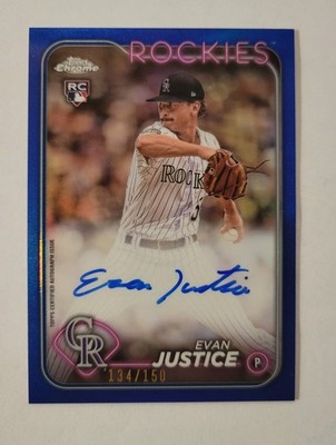 2024 Topps Chrome - Rookie Autographs Evan Justice #RA-EJ Blue Refractor /150...