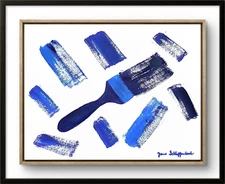 Vibrant Minimalist Signed Original Acrylic Bold  Pop Art Painting Paintbrush COA