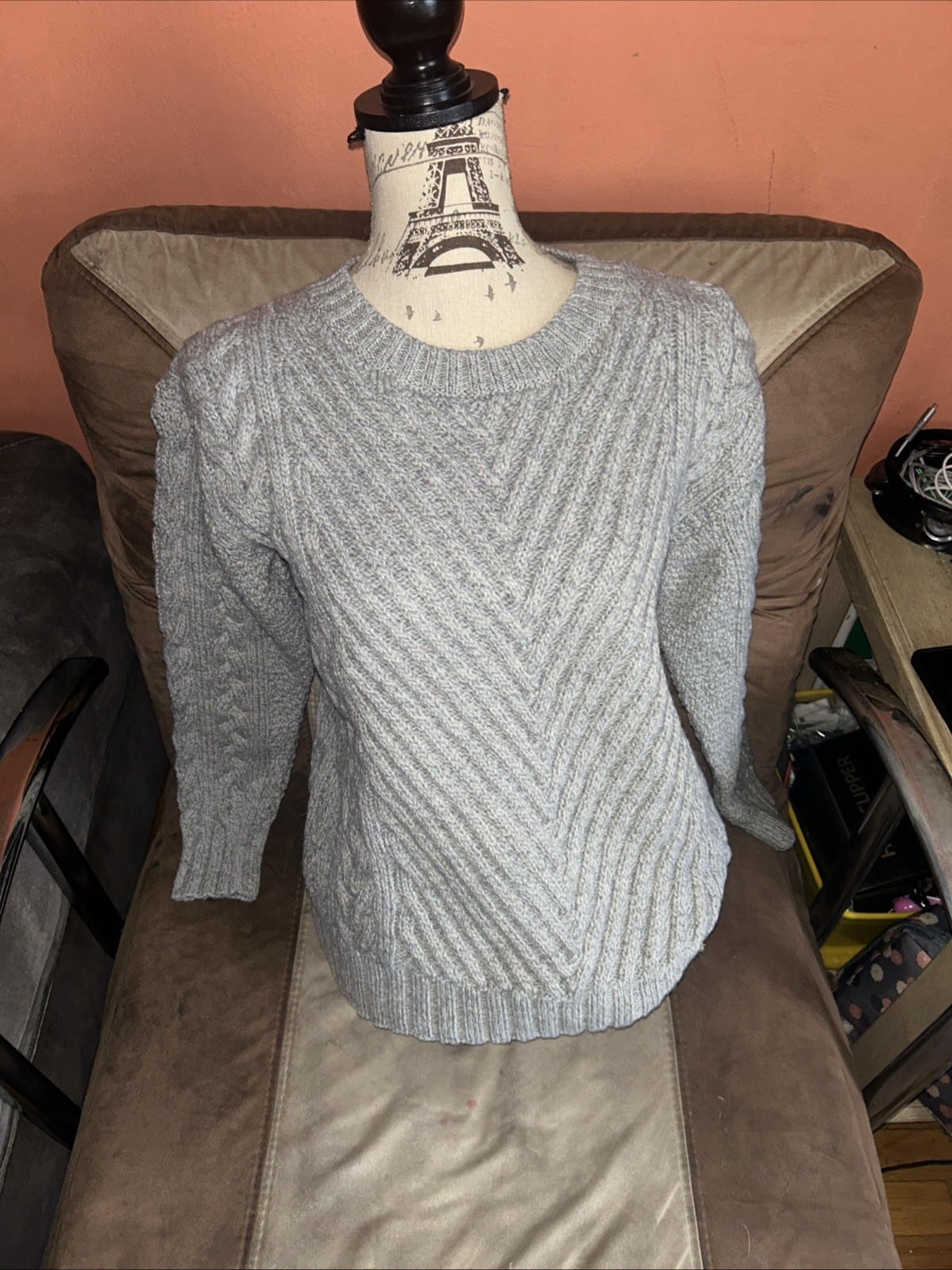 SAOL Irish Aran Sweater Women's 100% Premium Merino Cable Knitted Pullover