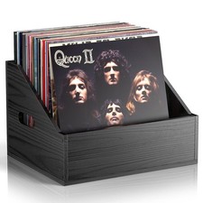 Wood Vinyl Record Storage, Retro  Durable Vinyl Crate and Record Holder, Alb...