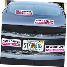 New Driver Stickers Non-Magnetic for Cars  Windows - Reusable, 4 Pink