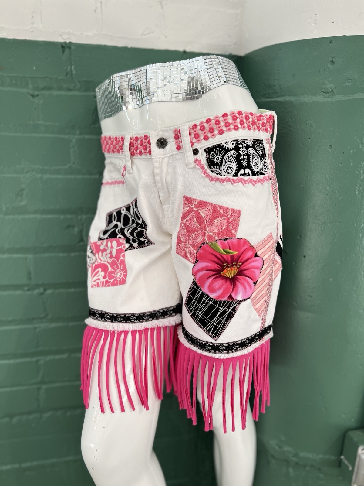 Not Silly Enough Patchwork Upcycled Shorts - image 2