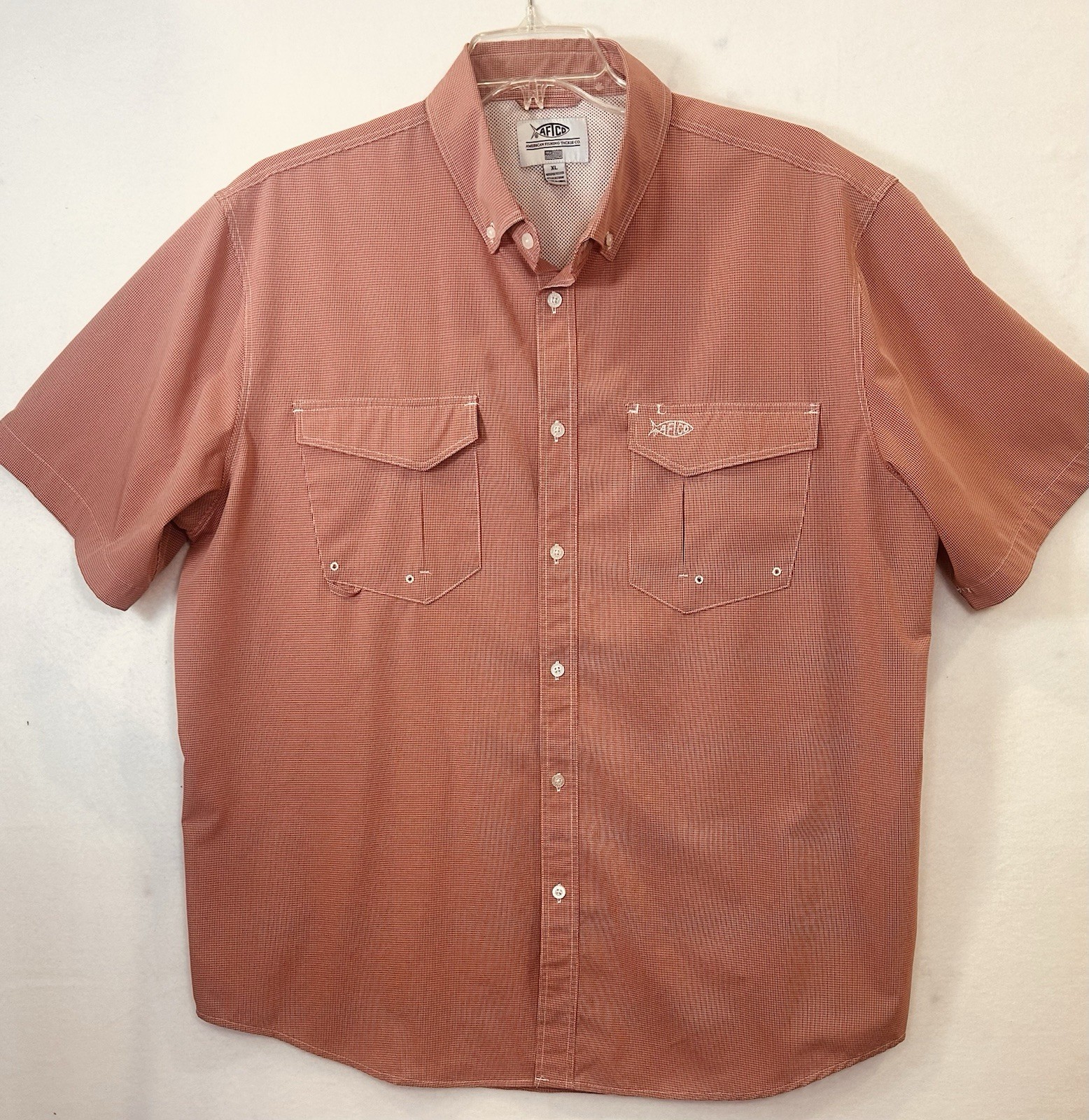 AFTCO Performance Red Checked Button Up Shirt AFT… - image 1