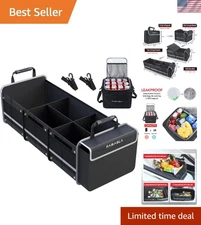 Elegant Waterproof Trunk Organizer with Insulated Cooler Bag & Adjustable Straps