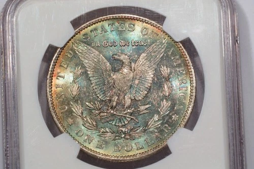 1883-O MORGAN DOLLAR /BEAUTIFUL BLUEISH FULLT ONED REV & RIM TONED OBV /NGC MS64